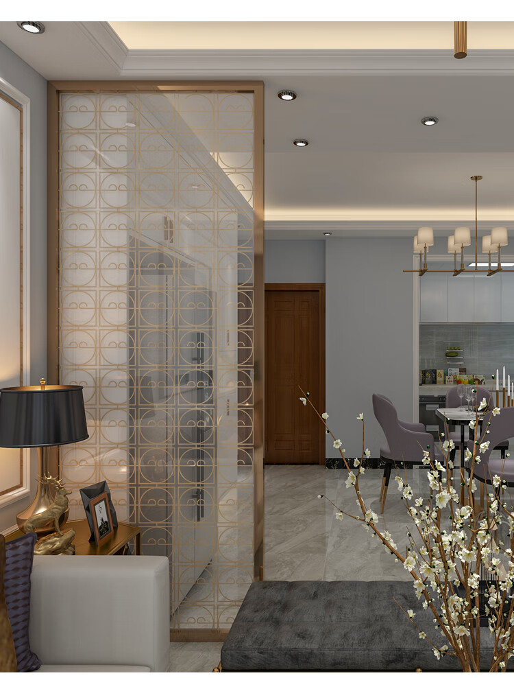 精美惠定制轻奢艺术玻璃屏风 隔断客厅玄关夹丝玻璃夹绢玻璃 盖世英雄