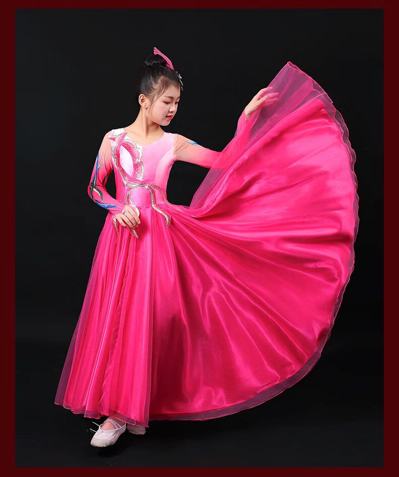 伴舞台装演出服时尚大气180度裙摆颜色备注需定做120适合身高115124cm