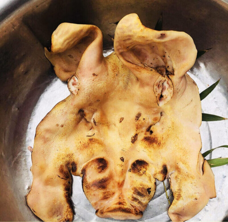 宝然农家新鲜猪头肉火烧猪脸 猪头皮 半边猪头皮 4斤左右(整张脸)