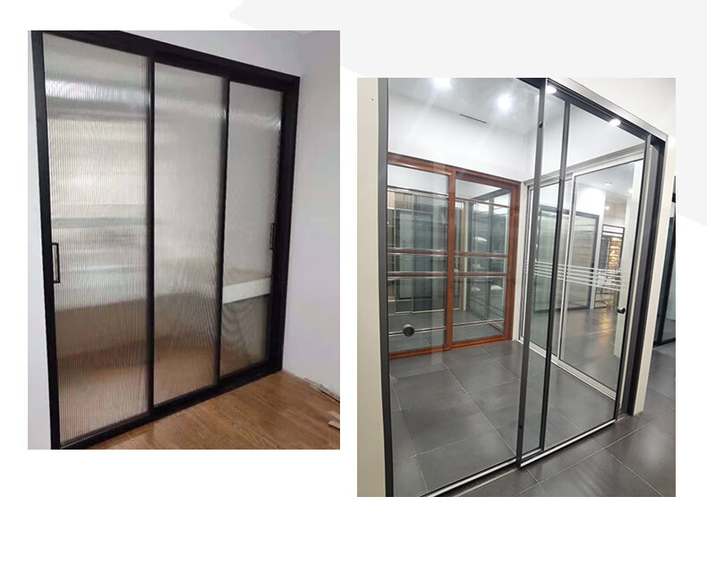 pws 厨房移门钛合金玻璃门钛镁合金极窄推拉门阳台厨房卫生间隔断钢化