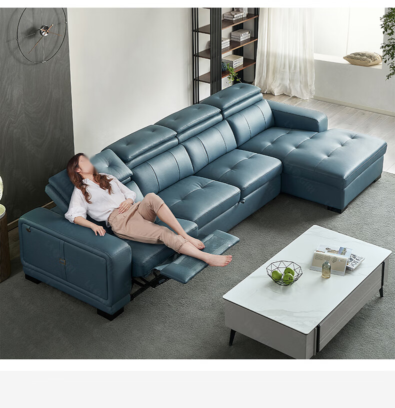 北标轻奢品牌真皮沙发床两用电动多功能头层牛皮客厅贵妃可储物多功能