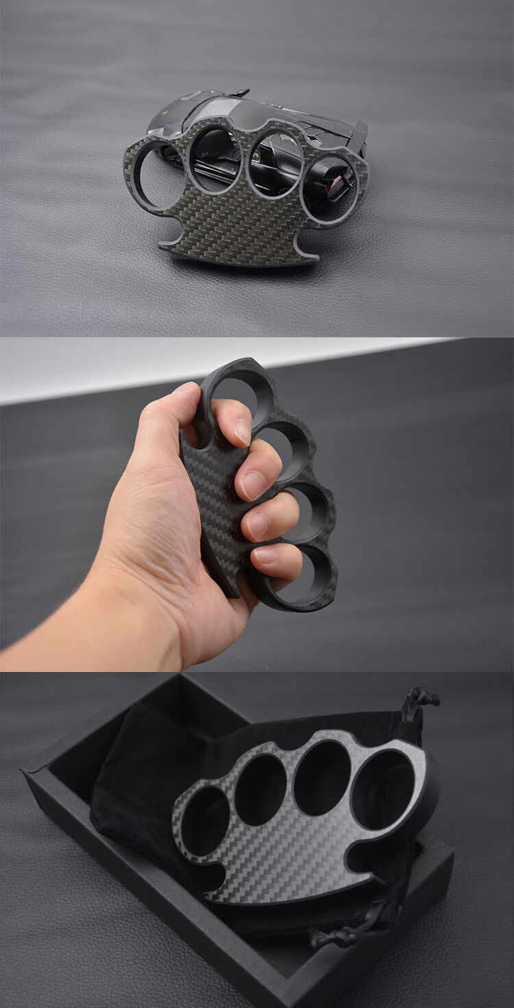 【防身兵器库】碳纤维指虎 拳扣 手扣 四指防身 拳刺指环 合法用品 黑