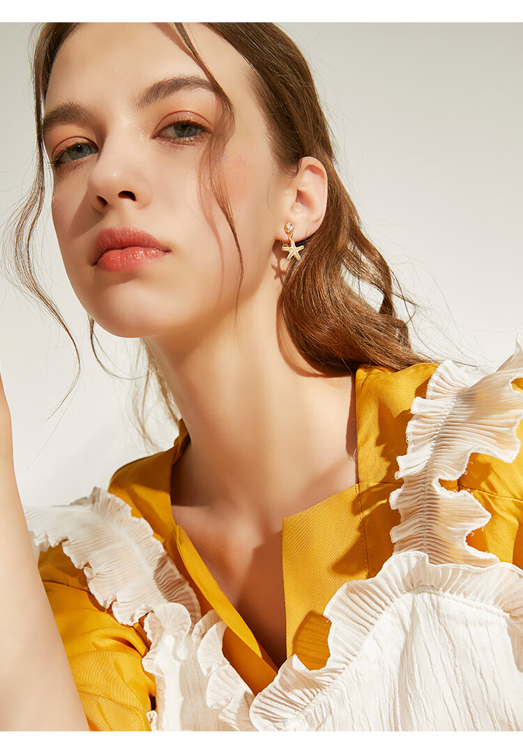 韩国小众贝壳海星耳夹女无耳洞冷淡风简约气质耳环女复古耳坠耳饰