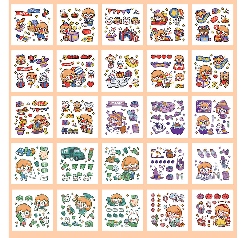 木子李新品木子里手杖木子李贴纸100张新品款手账套装礼盒加刻刀可爱