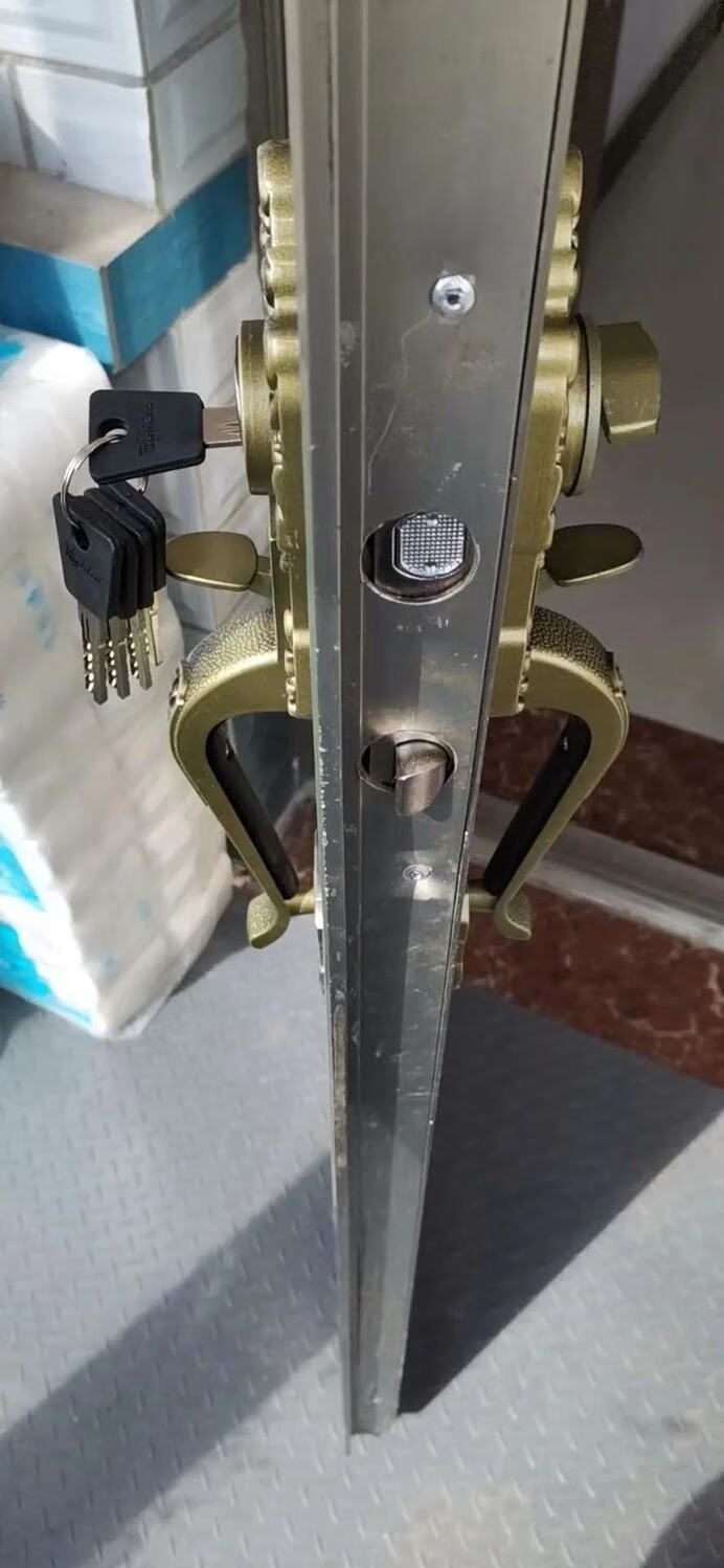 罗普斯金门老式铝合金对开艺术门锁众安替换两舌拇指按压大把锁芯