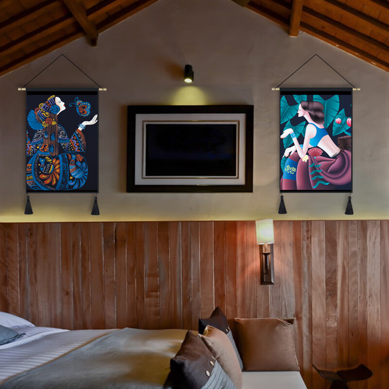 客厅装饰画民族风画沙发电视背景墙客栈民宿装饰挂画布艺复古布画 10