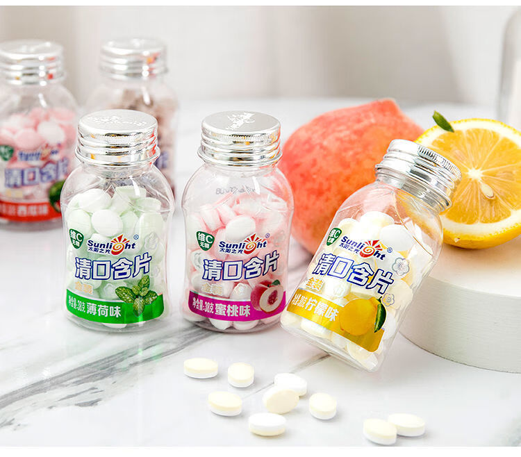 维c清口爽口含片清新口气口香糖接吻糖薄荷清凉水果糖薄荷味1西瓜味1