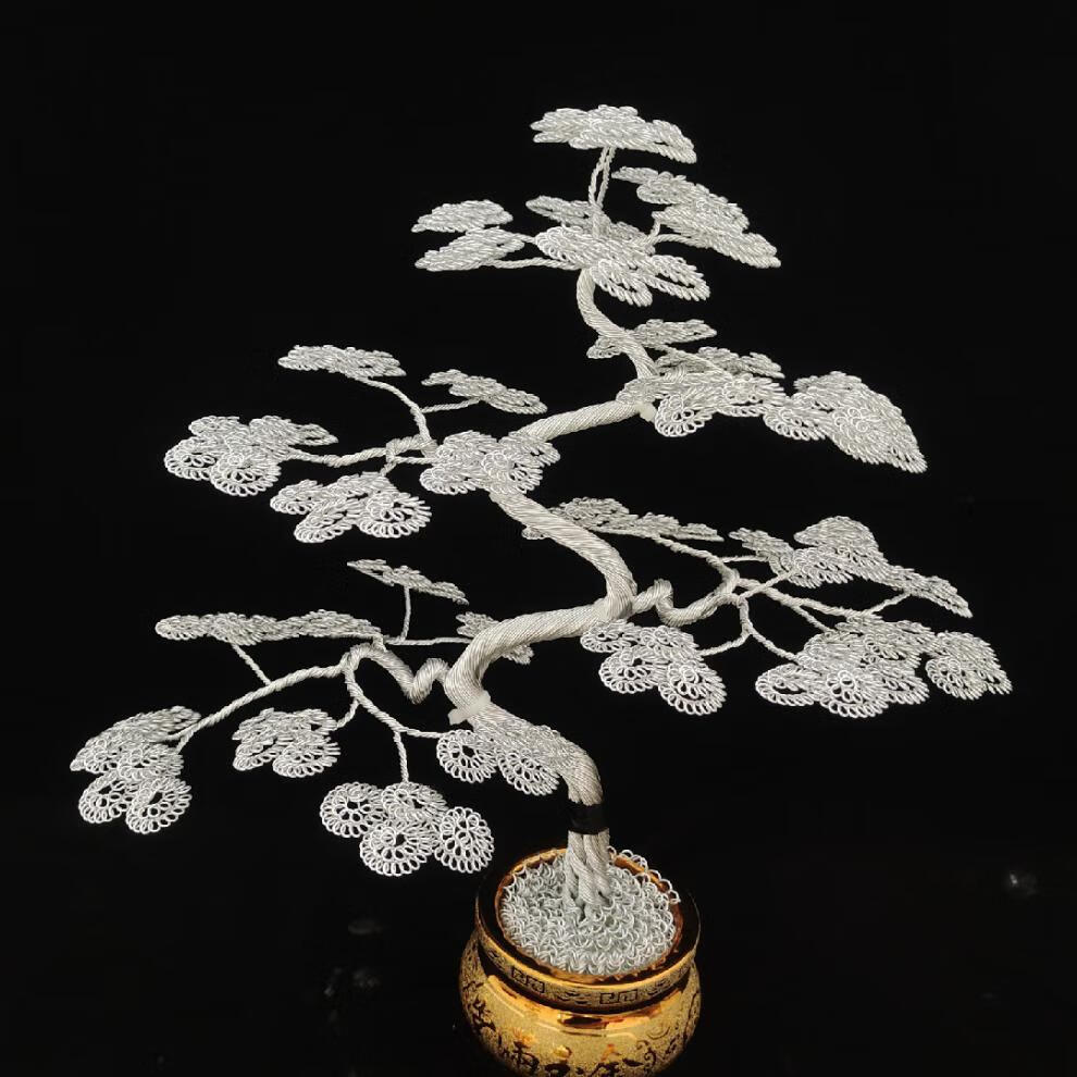 工艺铝铜丝手工铁丝摇钱树编制发财树客厅摆件招财聚宝礼品盆景 元宝