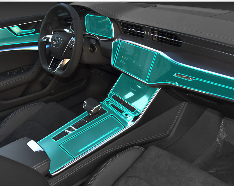 适用于奥迪a6l改装中控贴膜内饰保护膜tpu台屏幕配件装饰汽车用品21款