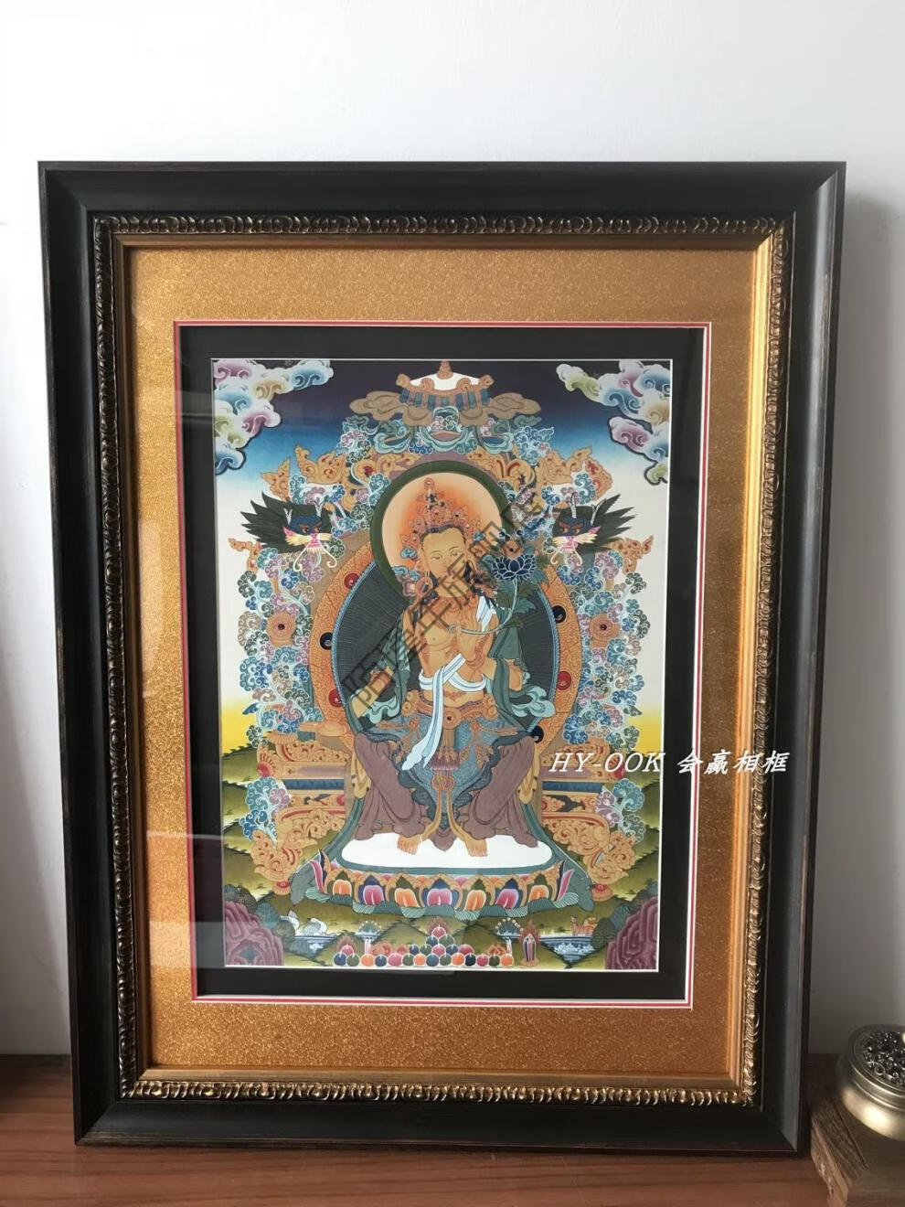 唐卡装裱框 唐卡画框佛像装裱菩萨财神坦诚唐卡裱框奢美式复古金色