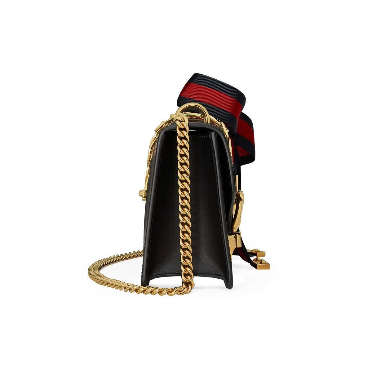 gucci古驰sylvie塞尔维亚系列女士单肩包斜挎包431666 黑色