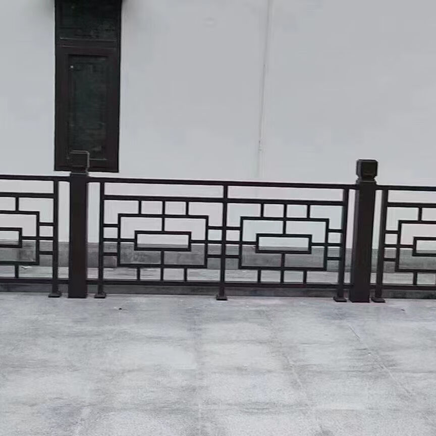 智家派 中式仿古铝合金护栏护栏四合院木纹外墙铝围栏定制格栅 定制