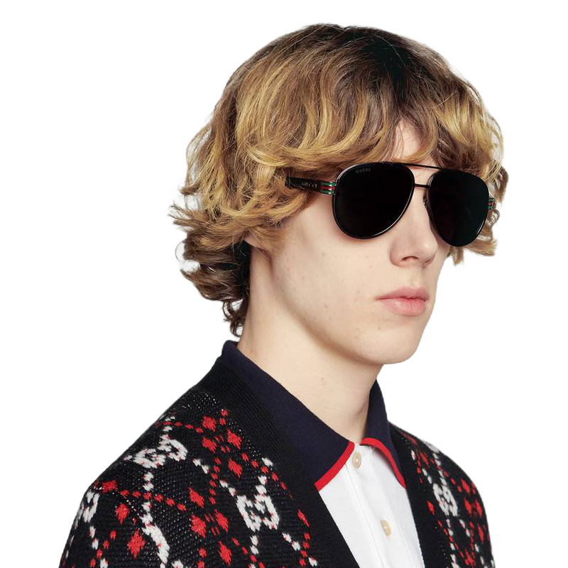 gucci古驰太阳镜男士飞行员太阳眼镜558259代购 j0750 1113灰色偏光