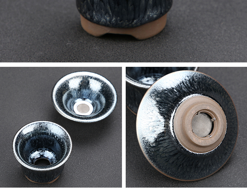 道合心-陈贤聪名家建盏茶杯套装家用客厅建阳盖碗泡茶喝茶茶具套组