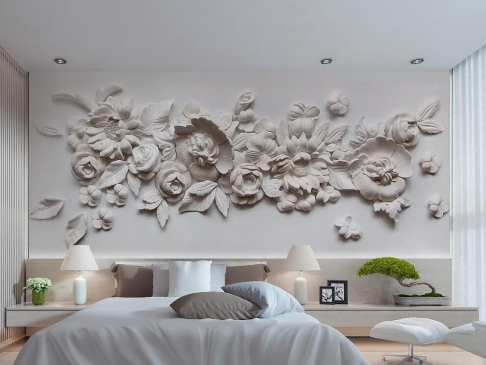 简约3d立体壁画5d艺术无缝墙布8d浮雕卧室墙纸客厅电视背景墙壁纸