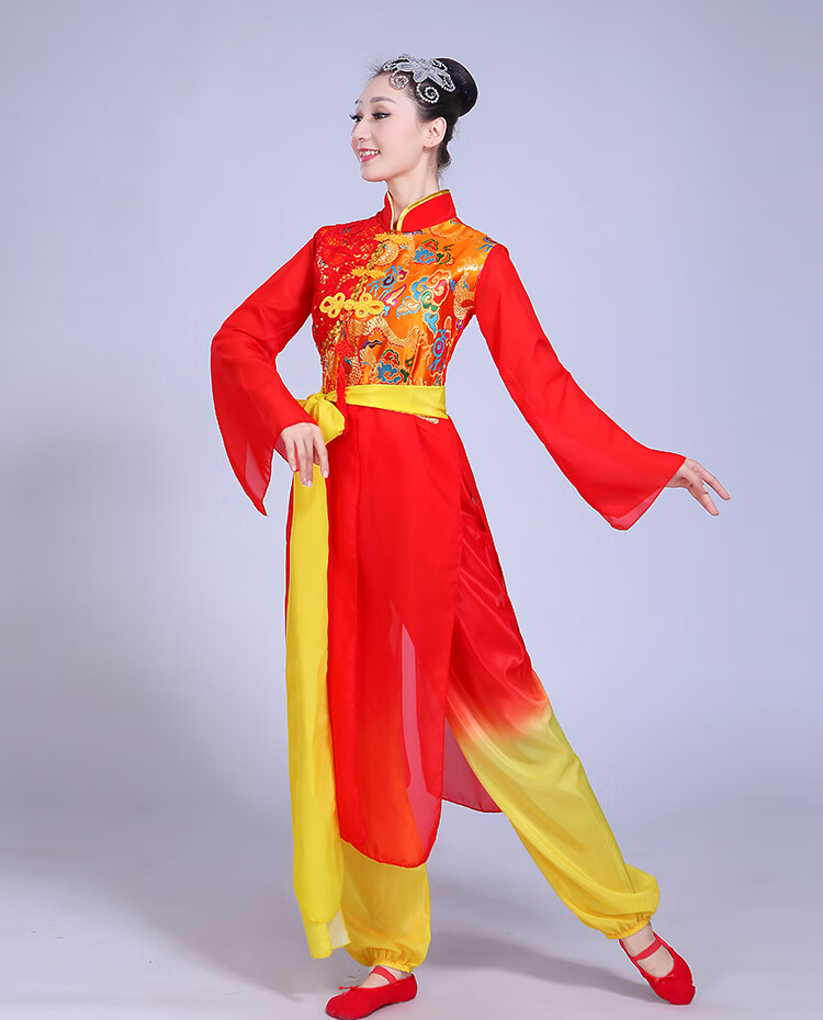 打鼓服演出服女国风2021新款喜庆锣鼓水鼓舞服装舞龙舞狮腰鼓服女古典