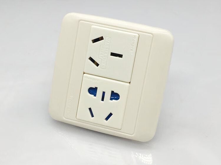 86型两位6孔插座16a 10a热水器加洗衣机浴霸共用面板高防水盒 r16at