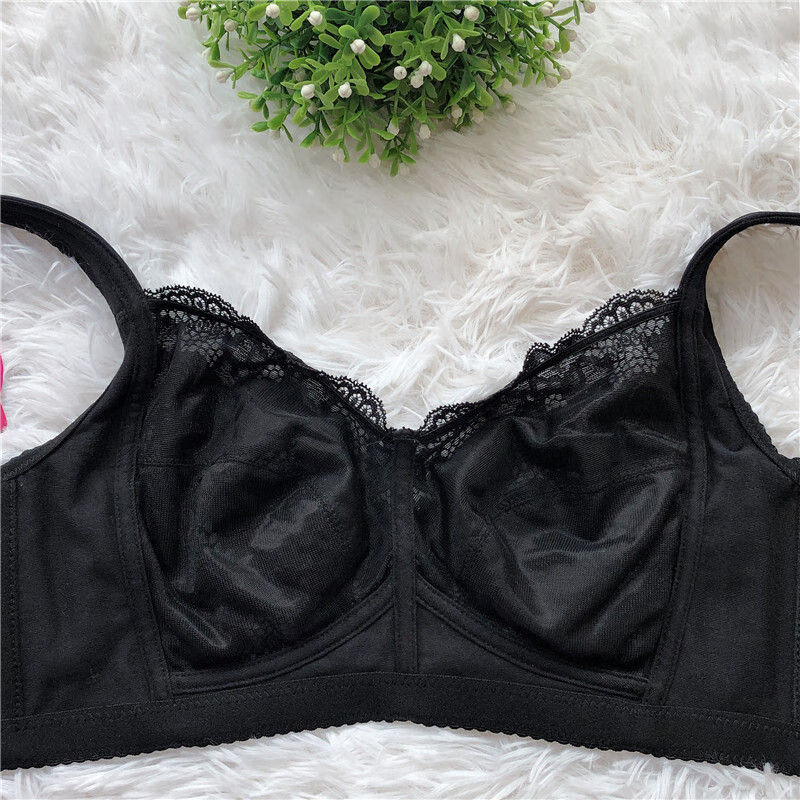 芭卡妍文胸大胸显小春夏新款全罩杯无钢圈单层大码女乳白色75c