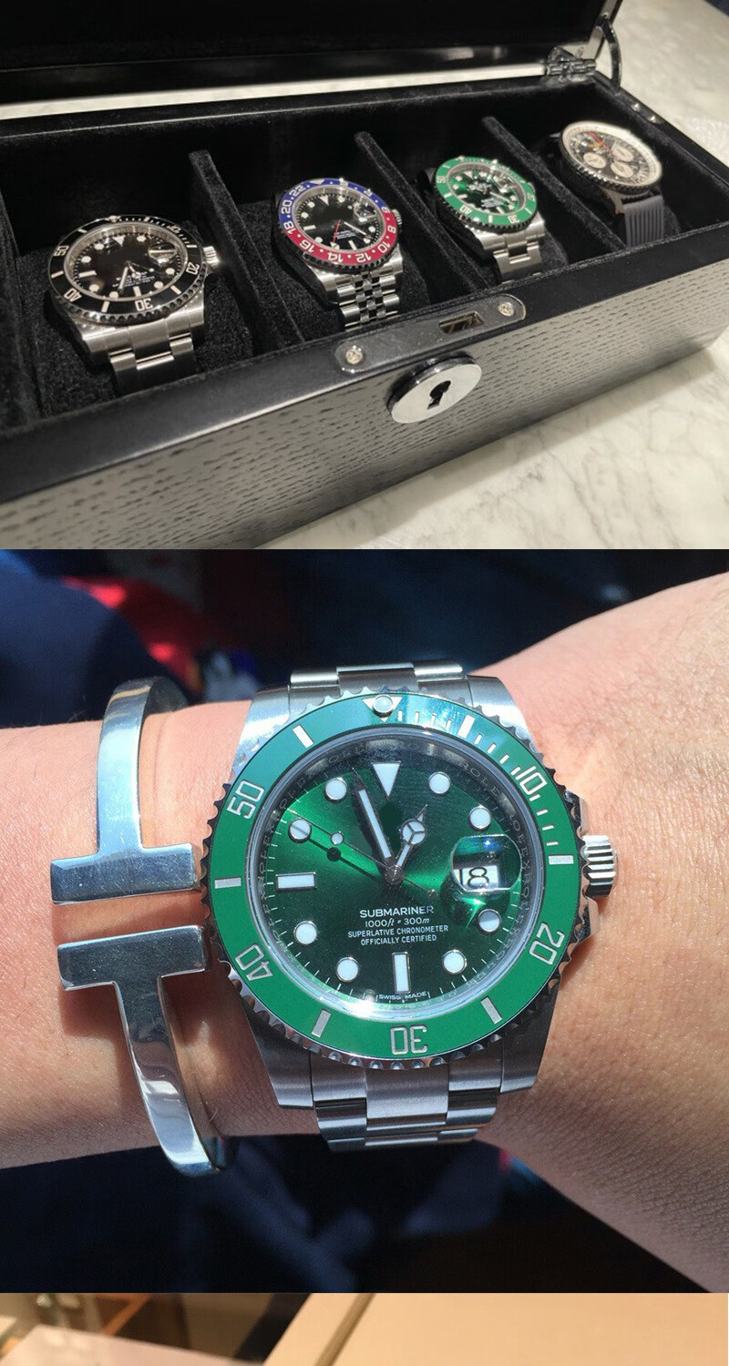 男士手表绿水鬼手表商务全自动机械表904l陶瓷圈黑潜水夜光功能 游艇