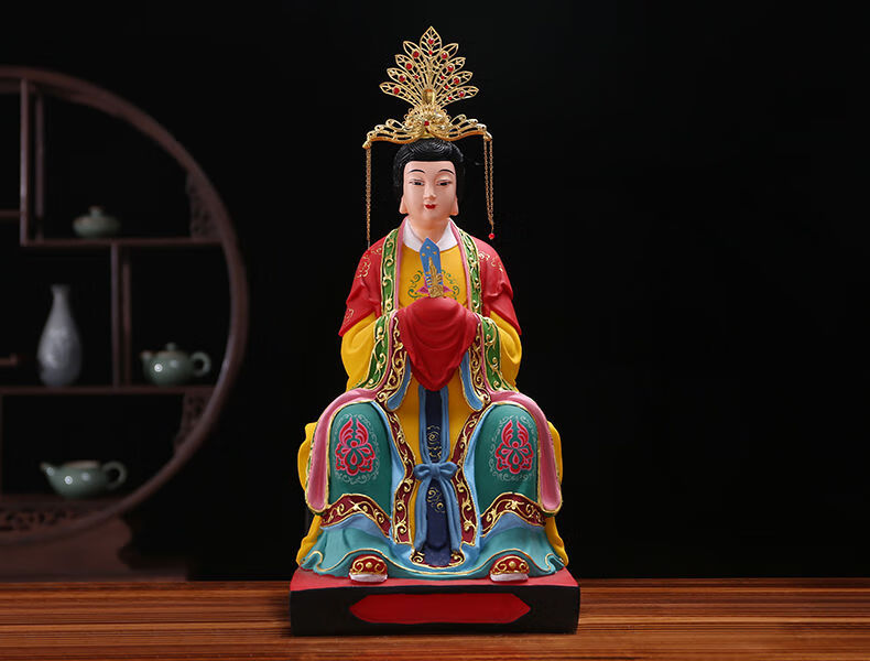 泰山奶奶神像供奉泰山圣母娘娘泰山老母佛像碧霞元君家用树脂摆件 12