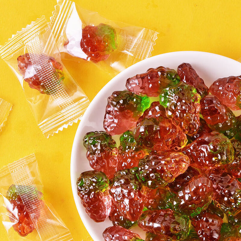 非凡千品3d立体果汁软糖125g袋qq糖水果糖菠萝葡萄软糖零食休闲食品