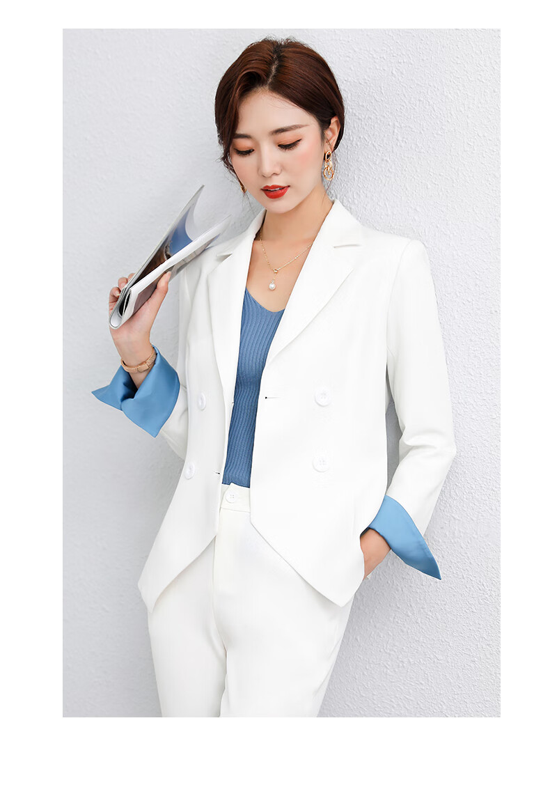 艾尚臣职业装女装套装气质小西装女正装白色时尚套裙ol工作服西服 白