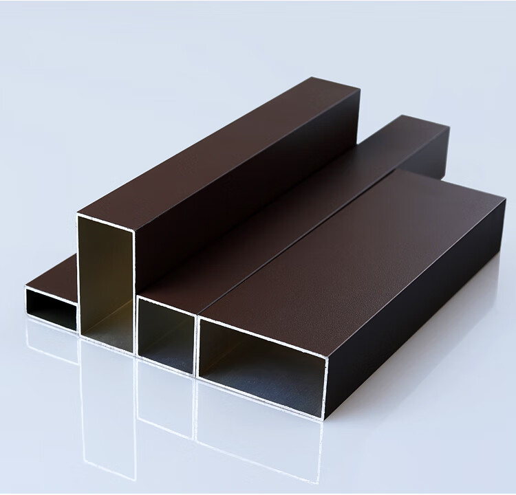 咖啡色铝方管铝扁管室外粉末喷涂凉亭护栏葡萄架四方管隔断铝型材谦设