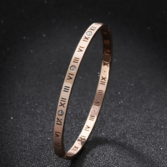 纪思梵牌珠宝罗马数字手环女玫瑰金色色镶钻欧美网红简约手镯时尚饰品