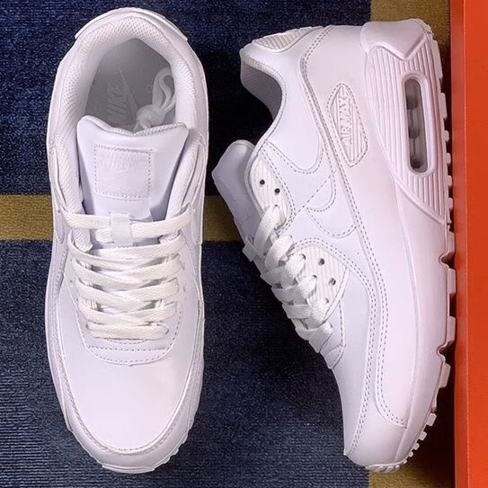 秋冬款纯白airmax90leather复古运动跑步鞋皮面防寒气垫鞋 纯白 45