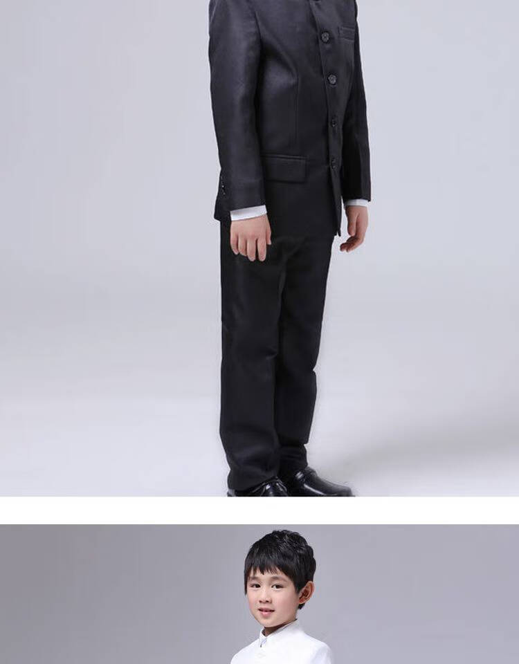 中山装男五四青年装民国风学生装大合唱舞台朗诵演出服装 黑色男款 鞋