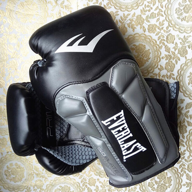 手套散打搏击泰拳拳套男女格斗训练拳套boxing gloves 黑色 everlast