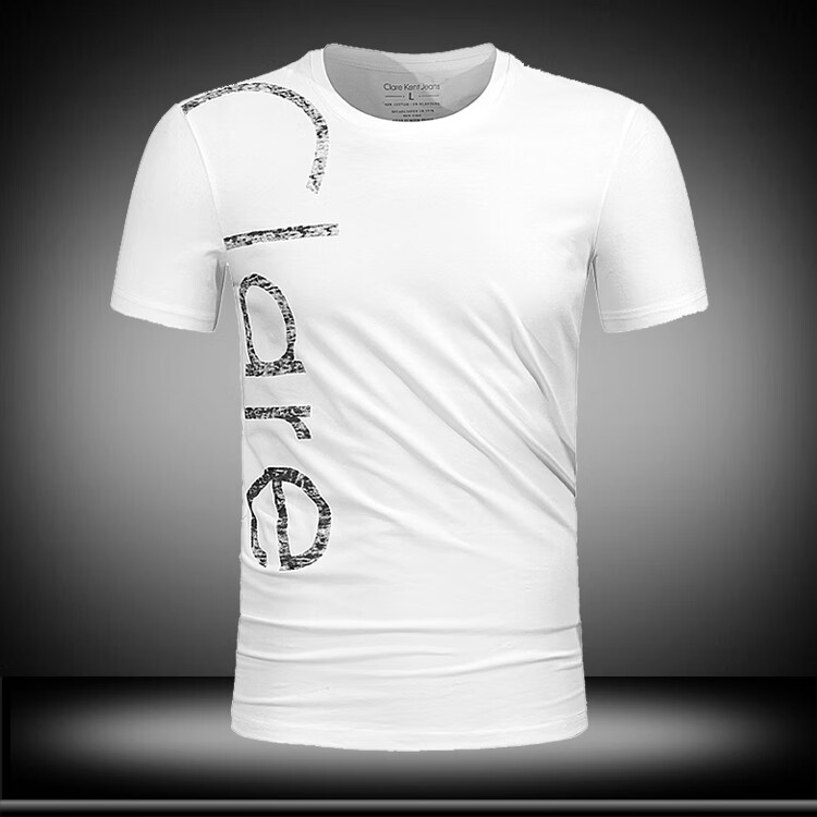 ckt恤男2022男士短袖t恤圆领丝光棉宽松青年半袖潮t白色s