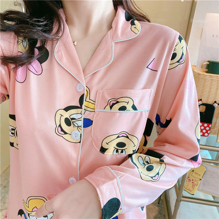 高品质女士睡衣长袖睡衣女秋韩版甜美少女薄款休闲大码套可外穿家居服