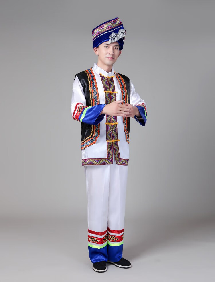 土家族服装男新款苗族演出服装男少数民族表演服装瑶族壮族彝族表演