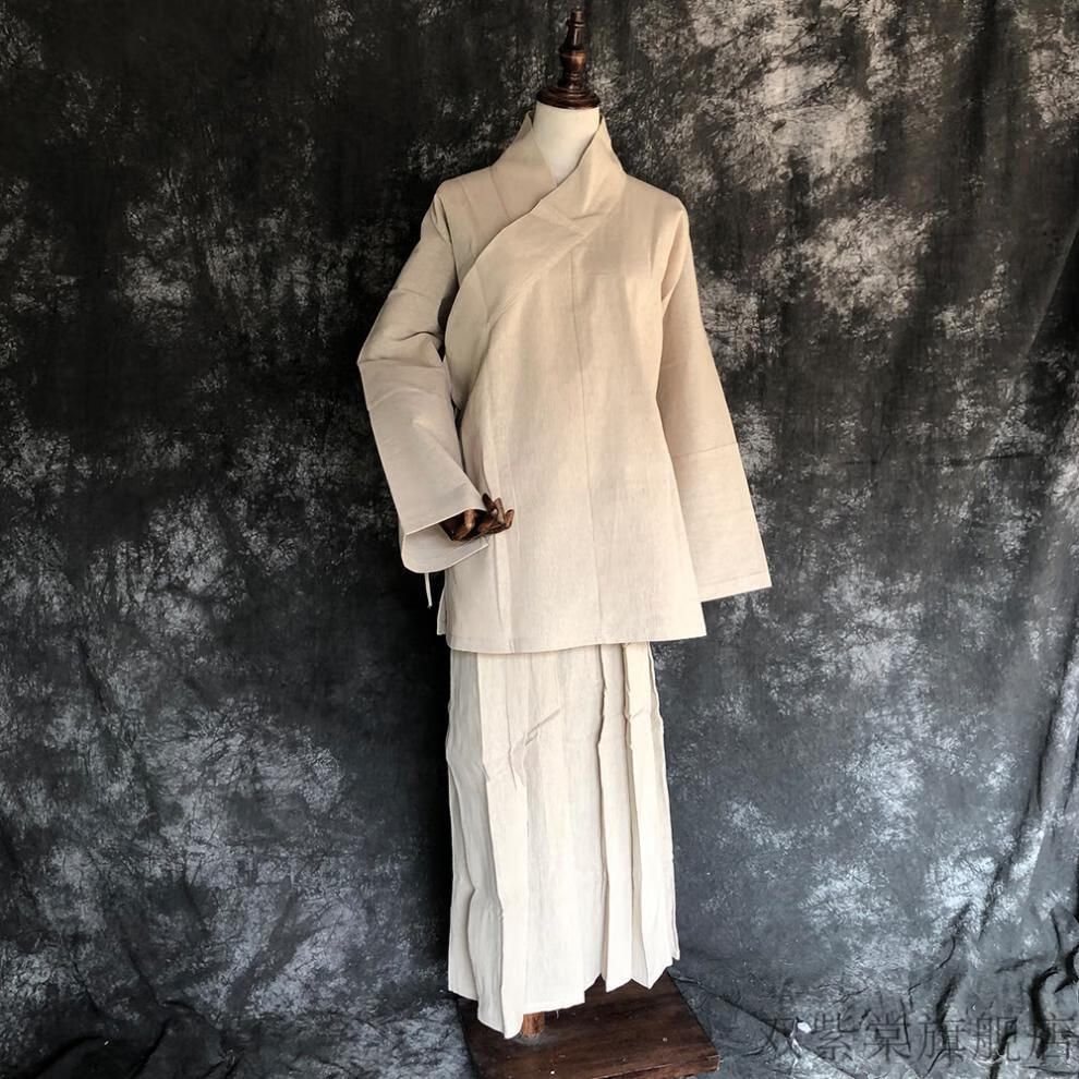 孝衣亚麻孝服男士孝袍女士斜襟系带丧服套装麻裤子女戴孝服白事出殡穿