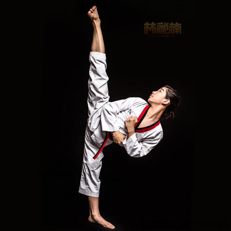 训练跆拳道道服儿童跆拳道服龙队林秋楠同款 100cm红黑领95-105cm身高