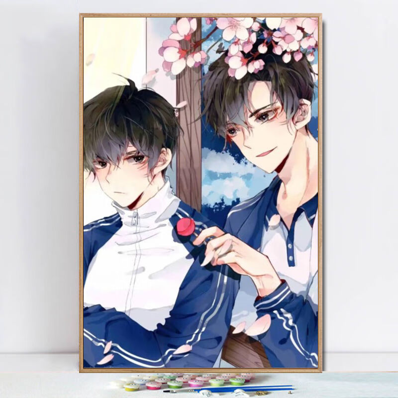 数字油画 动漫伪装学渣谢俞贺朝数字油画手工填色画画diy油彩画 52850