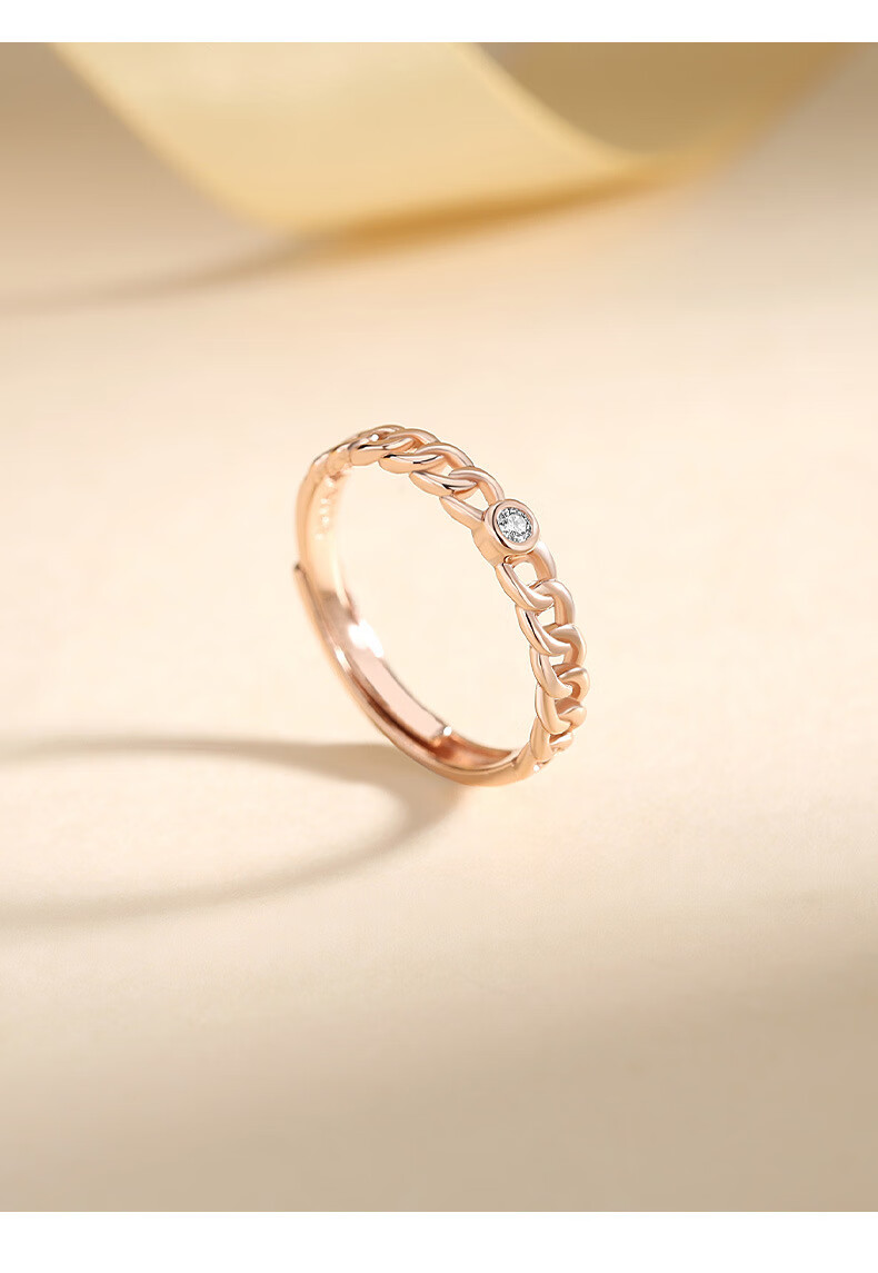 仁尼网红时尚环环相扣戒指韩版ins几何指环潮流麻花食指戒925送女生