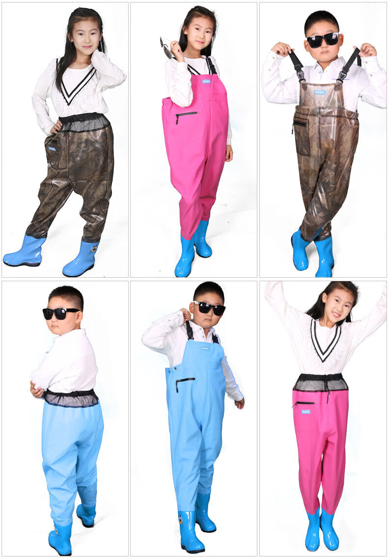 2022新款可狄儿童玩水连体下水裤幼儿园防水衣服赶海小孩雨鞋男女抓鱼