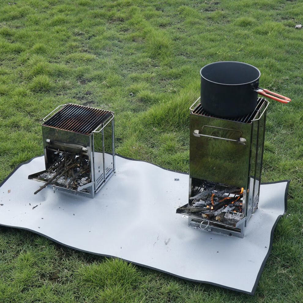 柯曼同款焚火台露营焚火架篝火台便携野餐烧烤架户外不锈钢方形柴火炉