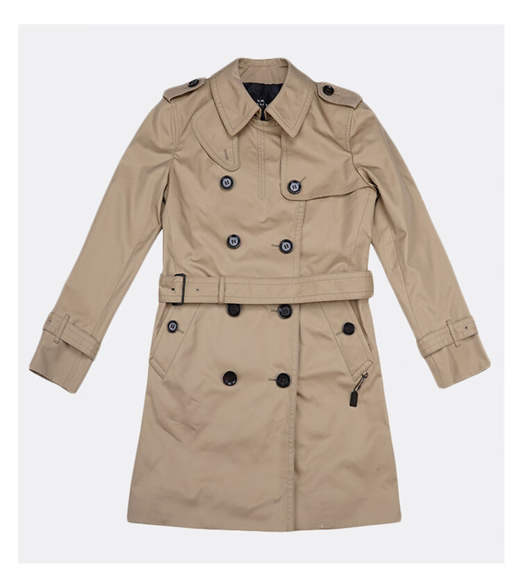 coach蔻驰新款女士中长款风衣卡其色34024ealxs