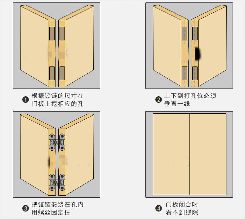 木门十字暗铰链安装图图片