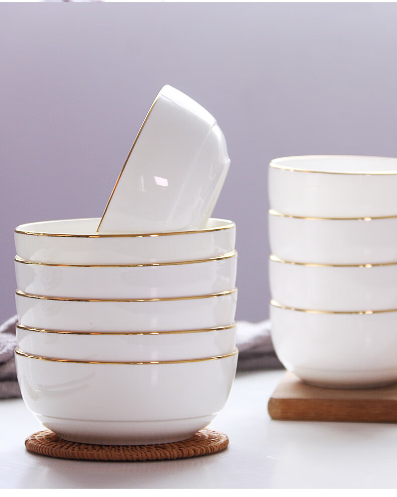 6只装创意陶瓷日韩6个小碗家用金边碗米饭碗吃饭碗面碗小汤碗 4.