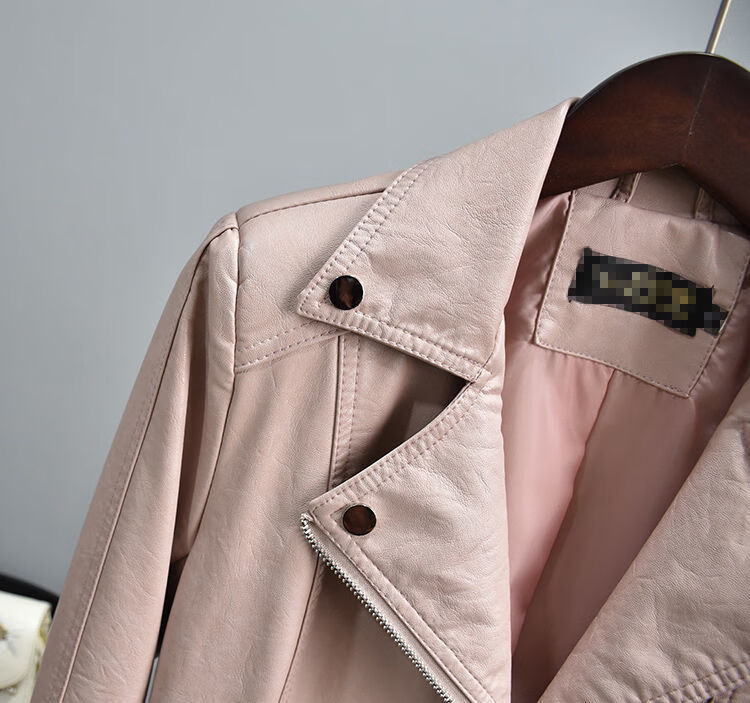 绵羊皮皮衣女柳丁机车外套女冬短款新款机车外套粉色m