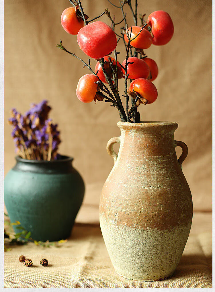 同款香舍粗陶陶罐花瓶花器多肉花盆复古土陶透气干花做旧土罐瓦罐坛子