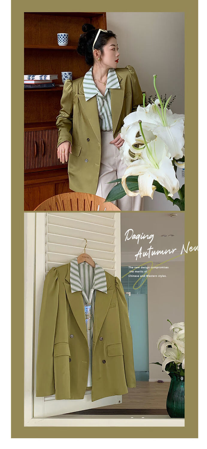 随性条纹衬衫女春季短款宽松百搭时髦慵懒风衬衣上衣女气质女装蓝色s