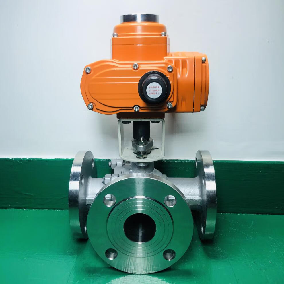 防爆电动三通球阀q944f法兰切换不锈钢铸钢t型l型换向调节阀dn50dn32