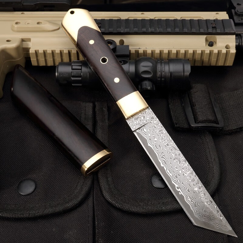 解析者vg10大马士革钢手工刀小刀锻打花纹钢户外刀具小直刀防身高硬度