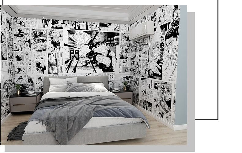 东京复仇者漫画壁纸 黑白二次元漫画墙纸书房卧室jk拍照背景墙漫画壁