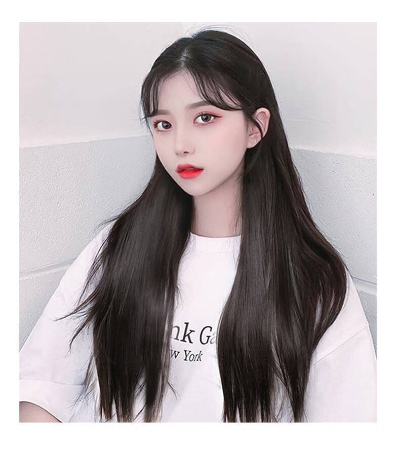 长发假发片一片式无痕网红大波浪长卷发长直发u型接发棕黑色v型卷60